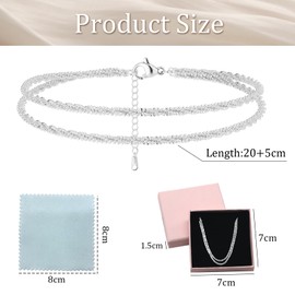 Nayyana 925 Sterling Silver Anklet for Women Dainty Layered Waterproof Anklets for Women Adjustable Anklet Set Stackable Beach Jewelry