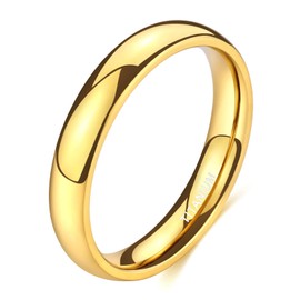 TIGRADE 2mm 4mm 6mm Gold Titanium Ring Plain Dome High Polished Wedding Band Comfort Fit Size 3-13.5, 4mm, Size 5