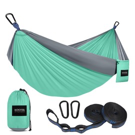 Kootek Camping Hammock 500 lbs Capacity, Portable Hammocks with Tree Straps & Attached Carry Bag, Camping Essentials Gear, Perfect for Outside Indoor Hiking Beach Backpack Travel