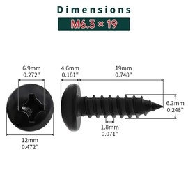 #14 x 3/4" Pan Head Wood Screws (25 pcs), 18-8 (304) Stainless Steel, Phillips Drive Pan Head Self Tapping Screws, Black Oxide Coated Sheet Metal Screws, Fayeploo (with Phillips Driver Bit)