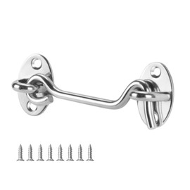 Domira Hook & Eye Latch - Heavy Duty Stainless Steel Door Lock | 3, 4, 6, 8 Inch | Gate Hook and Eye Latch for Doors, Sheds, Windows, Barns, Sliding Doors, and Wooden Gates (Chrome) (4 Inch)