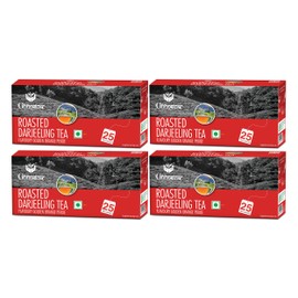 GOODRICKE Roasted Darjeeling Tea Bags, 25 Tea Bags, 100% Pure and Natural, Long Leaf, Aromatic Golden Orange Pekoe, Black Tea, Pack of 4