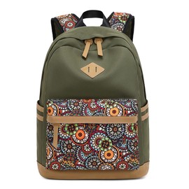 Swacort Backpack for School Women Canvas Travel Laptop Backpacks for Boys Girls Schoolbag Toddler Kids Bookbag Casual Lightweight Back Pack Cute Carry on Tactical Daykpack Army Green