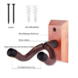 HilerPunk Guitar Wall Mount,1-Pack,, Wood Guitar Ukulele Wall Hangers,Hooks,Holders,Stands,Guitar Accessories for Acoustic Electric Bass Guitar Ukulele Banjo Mandolin