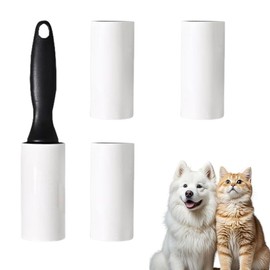 WUSJCOF 1 Abroller und 4 Rollen Wiederverwendbare Fusselrolle, Fusselrolle für Tierhaare, Kleidung, Staub und Haare, Fusselbürste