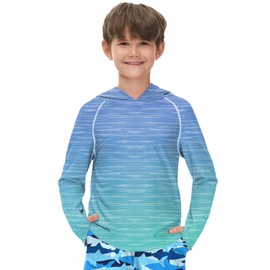 Boys Rashguard Hoodie Sun Protection Rash Guard Hooded Rashguard Shirt Toddler Fishing Shirt Kids Rashguard Top Blue - Green 11-12 Years
