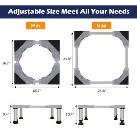 LUCKUP Washing Machine Stand Refrigerator Stand with 4 Heavy Duty Feet (Height: 9.4"-10.4") Washer Pedestal Adjustable Base for Washer and Dryer, Fridge, Max Load 330LB/150KG