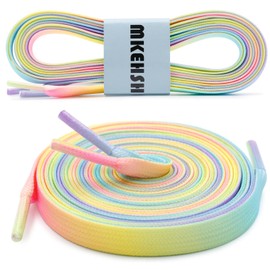 MKEHSH Colorful Pattern Shoe Laces: 47 Inch Candy Rainbow Flat Print Shoelaces for Sneakers 2 Pairs, 10 Candy Rainbow, 47 inch(120CM)