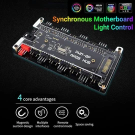 ARGB + PWM Hub, 8 Way 5V 3 Pin ARGB HUB and 8 Way 4 PIN Cooling Fan PWM Hub,1 Way 5V 3 Pin ARGB Lighting and Remote