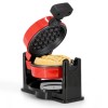 N/A Megachef Non-Stick Round Electric Flip 5 Inch Belgian Waffle Maker In Red