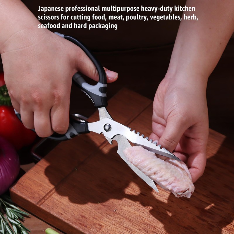 BoFuYuan Kitchen Scissors, 9-Inch Heavy Duty Multipurpose Food Cutting Shears,