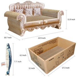 Cat Scratcher Bed, 23 Inch Cat Scratcher Couch and 17.3 Inch Scratch Box with Pad, Modern Large Cat Scratcher Lounger,Unique Cute Corrugated Cardboard Cat Sofa Scratcher,Cat Scratchers for Indoor Cats