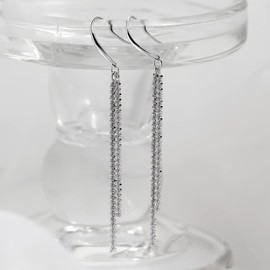 Meissa 925 Sterling Silber Dangle und Drop Ohrringe für Frauen Statement Lange Baumeln Ohrringe Hypoallergen Elegant Handgefertigt Ohrringe (Silber)