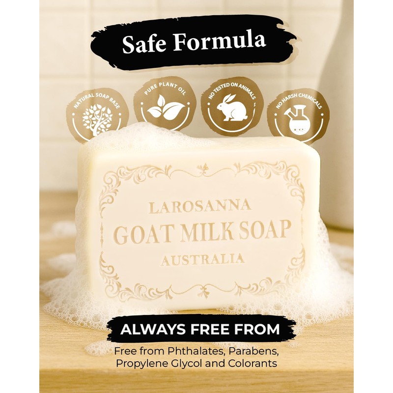 larosanna Australian Goat Milk Soap,Helps Moisturize,Smooth & Cleanse Skin,Triple-milled Bar