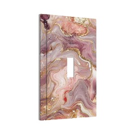 CZRPKEN Pink Gold Marble Luxury Ombre Texture 1 Gang Modern Abstract Light Switch Covers Single Toggle Wall Plate Decorative Switchcover Electrical Switchplate Bathroom Bedroom Decor