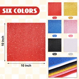 6 Pcs Glitter Cardstock Glitter Foam Sheets 10 x 10 inch Premium Cardstock Self Adhesive Sticky Paper for Grad Caps Decoration Art Crafts Projects Topper DIY Craft Scrapbook