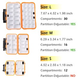 YUKI Fishing Lure Boxes, Bait Storage Case Fishing Tackle Storage Trays Accessory Boxes Thicker Plastic Hooks Organizer Containers for Vest Casting Fly Fishing - Waterproof Seal (Grey, Medium)