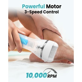 Electric Foot Callus Remover with 10000 RPM Motor and 3-Speed Settings, Foot File Kit with LED Light and Display for Women’s Home Pedicure, Waterproof Foot Grinder with Type-C Charging