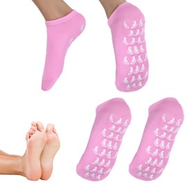 Moisturizing Socks Gel Socks for Dry Cracked Feet Lotion Sock Women's Ankle Running Sock Non Slip Yoga-Socks with Grips Reusable Spa-Socks Gel Lining for Men Repairing Soften Dry Rough Skin(Pink)