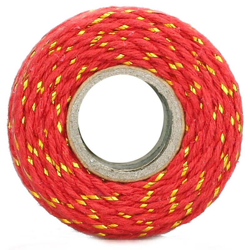 G2PLUS Christmas Coloured String Twine, 200M Red and White Cotton