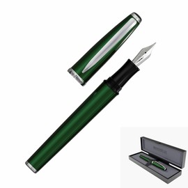 Monteverde USA Aldo Domani Fountain Pen Green – Medium Nib – Free Ink Bottle, Converter & 2 Cartridges – Gift Boxed Writing Pen