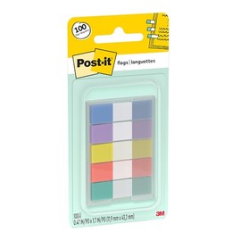 Post-It 3M, Banderitas Adhesivas, Colores Pastel, 1.19cm x 4.32cm, 5 Pads: 100 Hojas - (683-5PASTEL)
