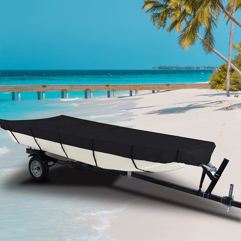 420D Upgraded Jon Boat Cover 12-14ft Heavy Duty Trailerable Jon