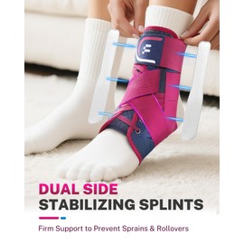 Fitomo Sprunggelenkbandage, Einstellbares Fußbandage mit Abnehmbarem Stabilisator, Fußbandage für Plantarfasziitis, Arthritis, ACL, Gelenkschmerzen, Fersensporn, Sport, 1 Stück