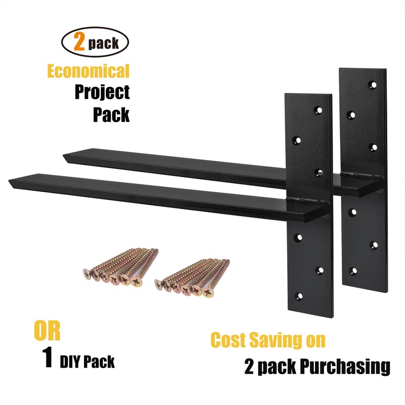 （2-Pack） Free Hanging T Shelf Bracket, Solid Heavy Duty Steel