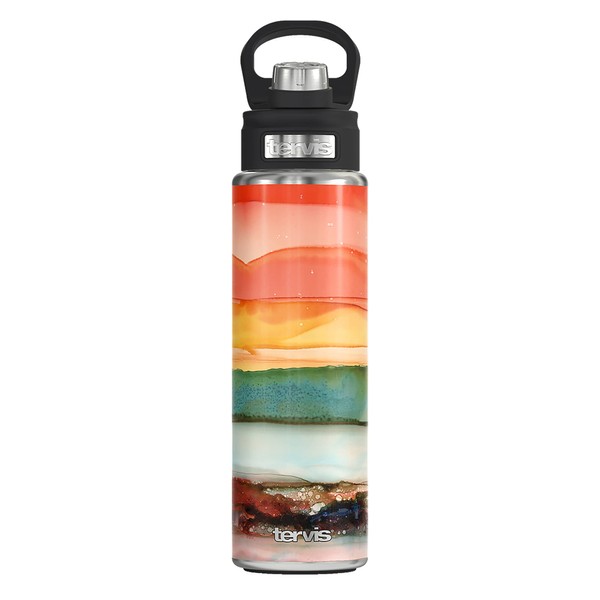 Tervis Inkreel - Evening Tides Triple Walled Insulated Tumbler Travel Cup Keeps Drinks Cold, 24oz Wide Mouth Bottle, Stainless Steel