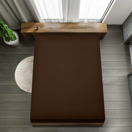 Utopia Bedding Fitted Sheet Double, Brown - Deep Pocket 14 inch (35 cm) - Easy Care - Soft Brushed Microfibre Fabric - Shrinkage and Fade Resistant - Bottom Sheet