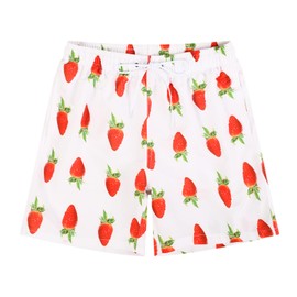 Mens Swim Trunks Quick Dry Beach Shorts Durable Bathing Suits with Mesh Liner Strawberry M