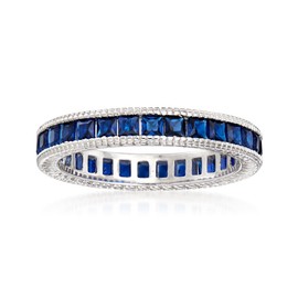 Ross-Simons 1.40 ct. t.w. Simulated Sapphire Eternity Band in Sterling Silver. Size 5