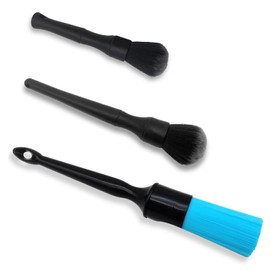 3 Pack Car Ultra Soft Detailing Brush Kit, Car Detailing Brush Set for Interior Exterior Dashboard Cleaning Air Vent Bay Emblems Seat Wheels, Engine, Wheel Nut, 2 Pack Black and 1 Pack Blue