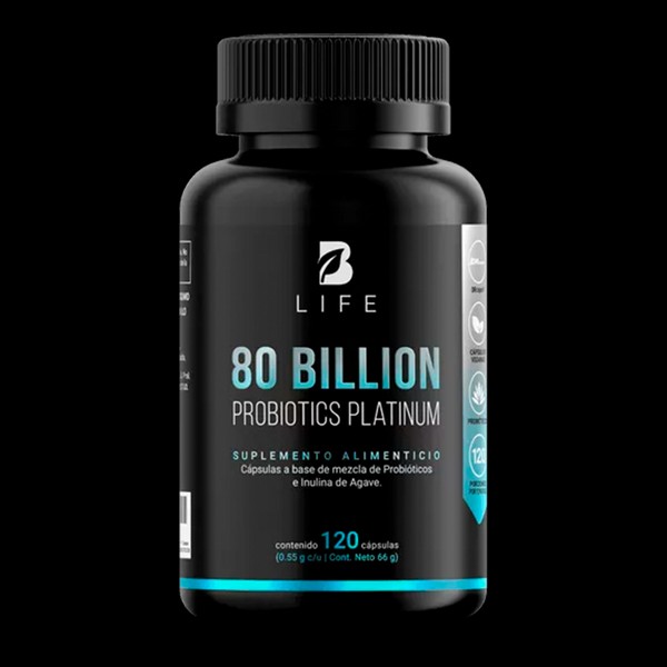 B Life 80 Billion Probiotics Platinum | 80 Billones de Probióticos Platinum, 120 Cápsulas | 550 mg