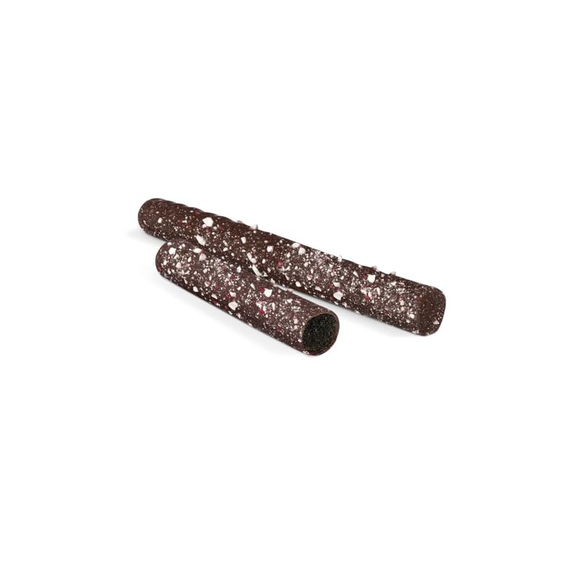 Dark Chocolate Covered Salty Licorice Sticks with Crushed Peppermint