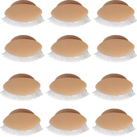 RONYOUNG 12 Pairs Replacement Eyelids for Mannequin Head Removable Realistic Eyelids with Eyelashes Mannequin Head for Eyelash Training Practice Makeup Eyelash Extensions(Tan Color)