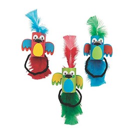 Fun Express Parrot Bracelet Craft Kit-12 - Crafts for Kids and Fun Home Activities - VBS Vacation Bible School Supplies/Decor