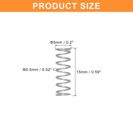 uxcell 5Pcs Compression Spring, Wire Diameter 0.02", OD 0.2", Free Length 0.59" 304 Stainless Steel Coil Mechanical Compressed Spring, Silver