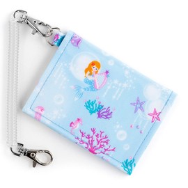 N5913900 Pass Case for Girls, Kids, Commuter Pass Holder, Train, Bifold with Coil Chain Hook, Mermaid and Shiny Light Philharmony Colorful Candy Style