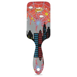 Kids Hair Brush for Boys Girls Toddler - Detangler Hairbrush for Wet Dry Thin Long Curly Hair Pain-Free Comb Glide Through Tangles with Ease and Massage Scalp (Red Web City Comics)