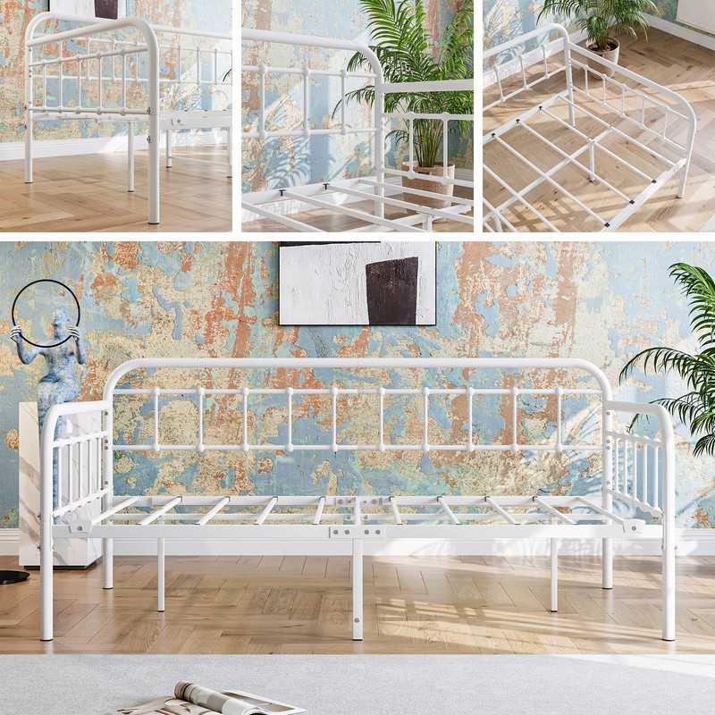 JURMERRY Metal Daybed Frame Twin Size with Steel Slats Platform