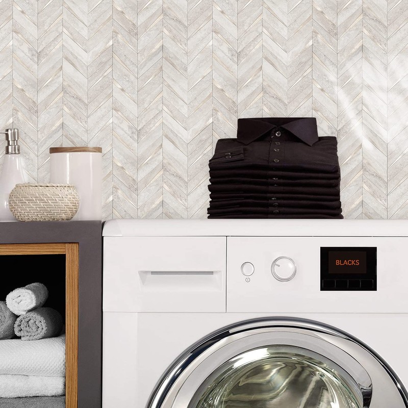 STICKGOO 10-Sheet Herringbone Tile Peel and Stick Backsplash, Beige Mixed