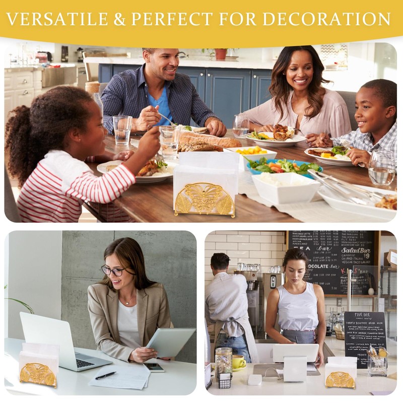 Gold Butterfly Napkin Holder, Modern Metal Upright Napkin Dispenser for