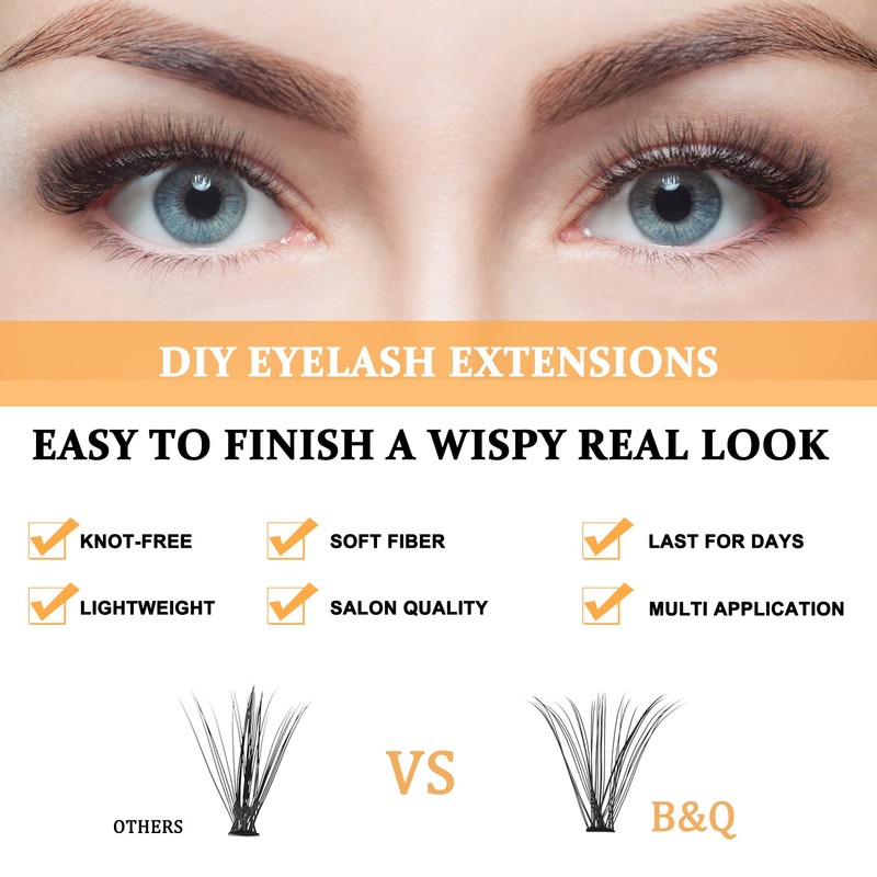 Lash Clusters 30D-0.07D-9-15MIX B&Q Lash Individual Lashes 280 Clusters False