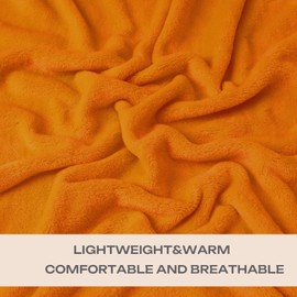JIAHANNHA Orange Throw Blanket Fleece Blanket 60"x80",Super Soft Cozy Plush Throw Blanket for Couch Sofa Bed,Warm and Lightweight Velvet Bed Blankets for Adults