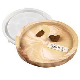 Megeladoty Striped Edge Round Tray Resin Mold Large Silicone Mold Concrete Molds for Epoxy Jesmonite Gypsum Cement Crafts Home Decor