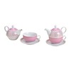 Tea for One Set with Retro Design in Pink (Pot