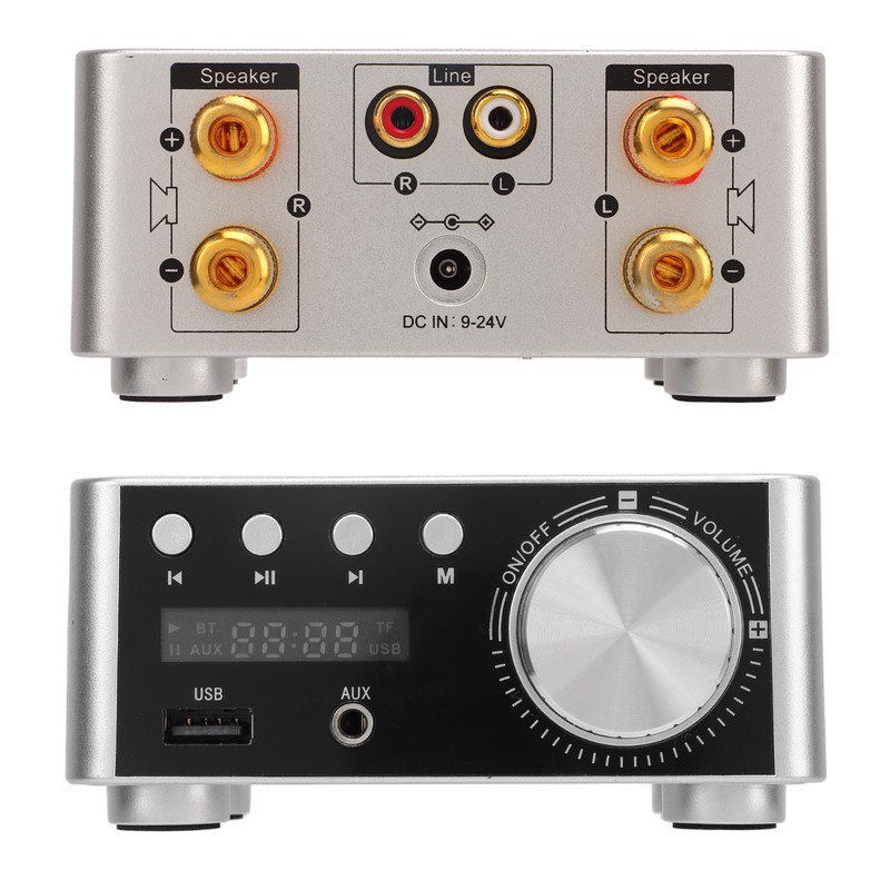 Bluetooth Amplifier Silver Mini Bluetooth 5.0 Digital Amplifier HiFi Stereo