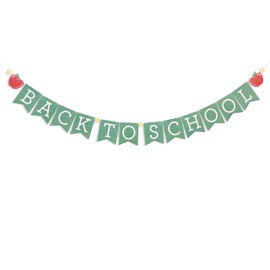 Back to School Banner, 80in Matte Vintage Green Classroom Welcome Sign
